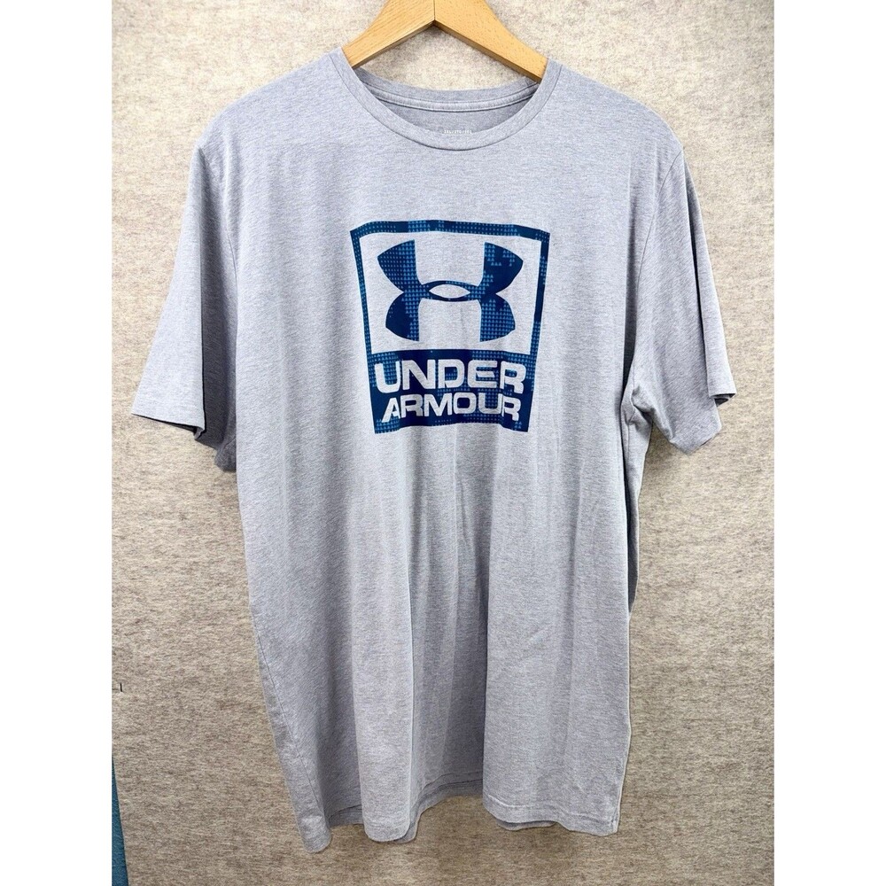 Under Armour Heat Gear Men’s Short Sleeve T-shirt Gray Logo Size XXL